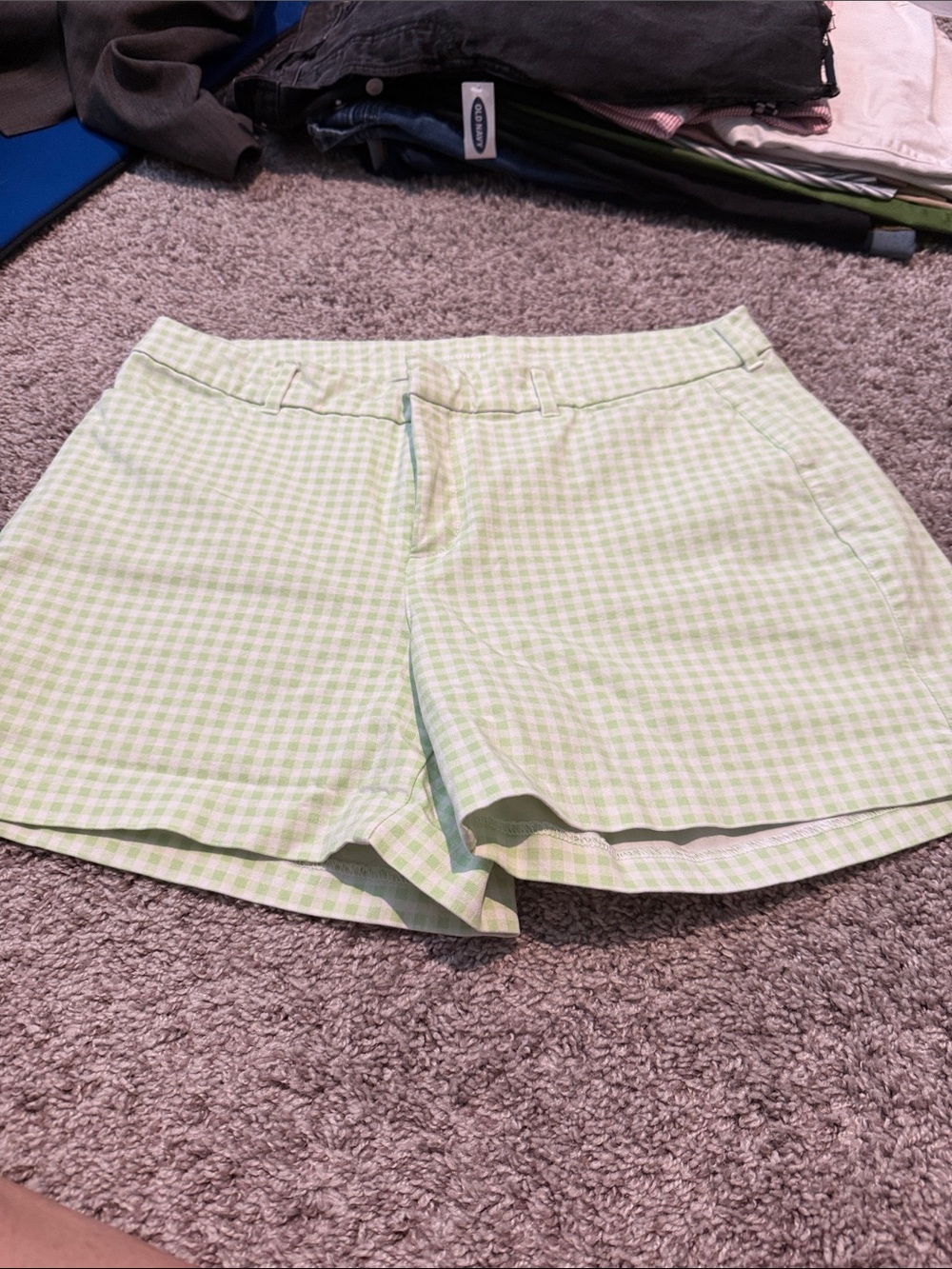 Old Navy Women’s Light Green Puxie Gingham Casual Shorts